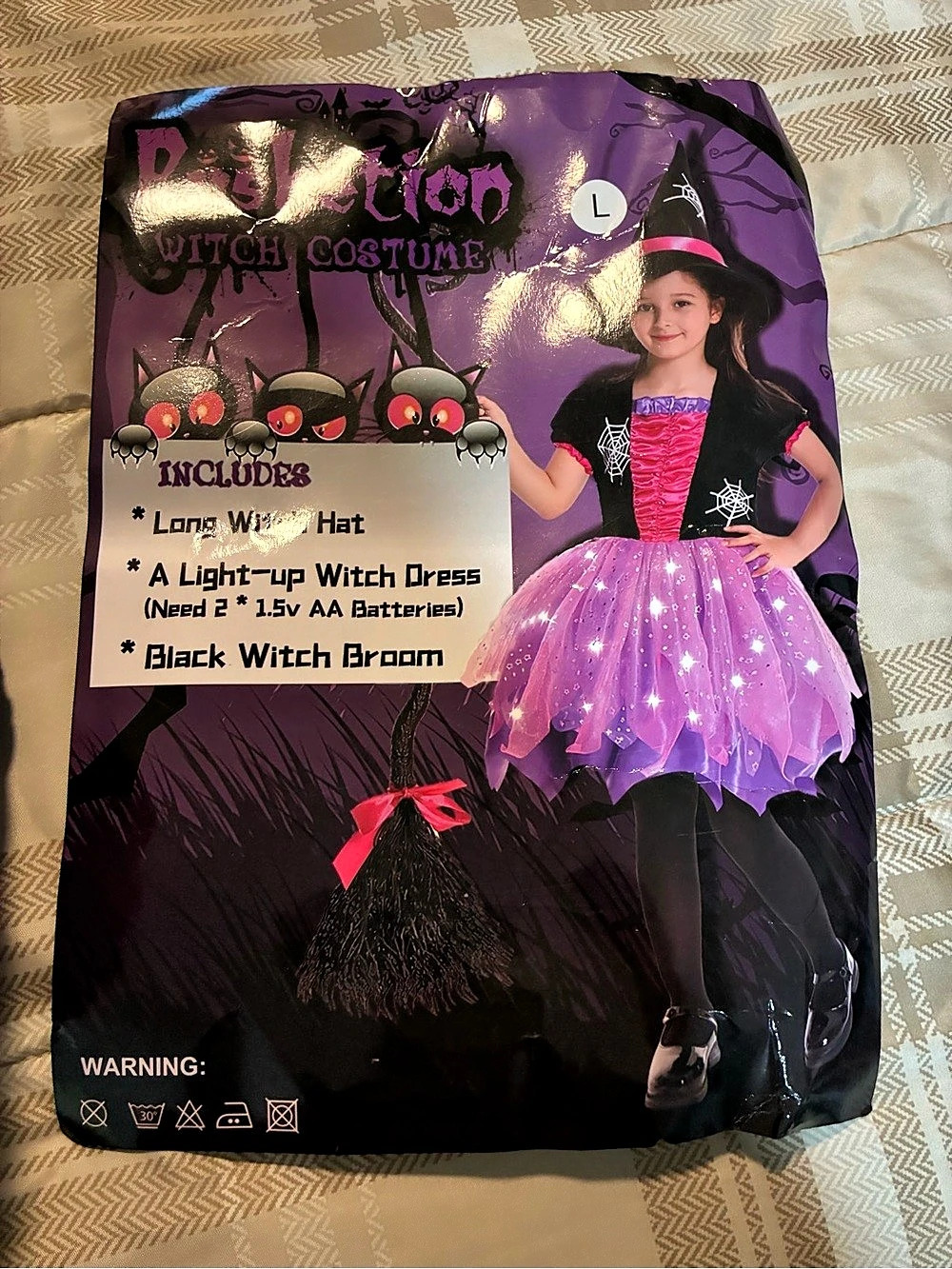 Girls Large Witch Costume Purple & Black